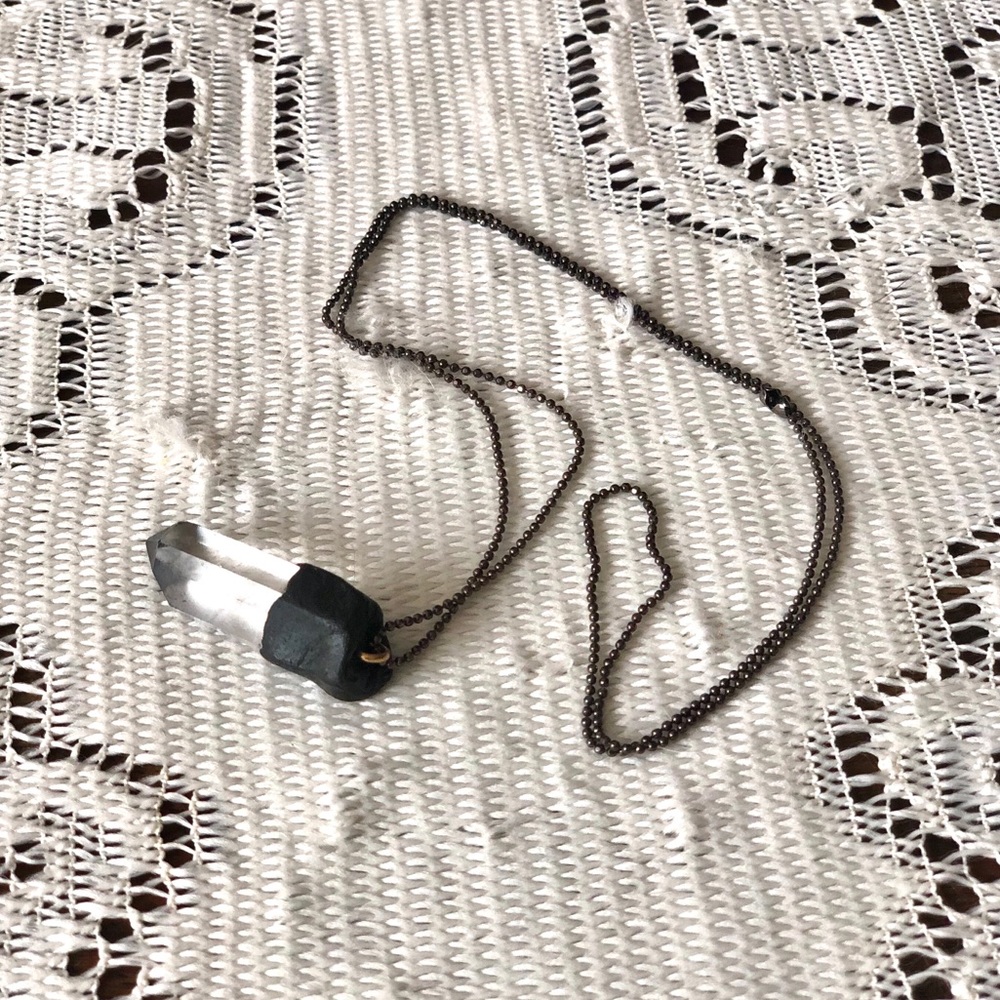 Handmade Clay Topped Quartz Pendant Necklace